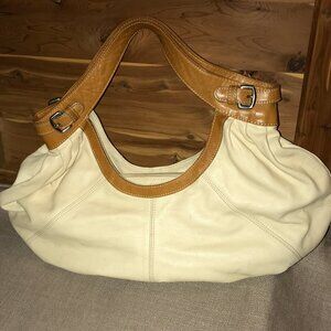 90s Vtg INNUE Italy Leather Large Slouchy Hobo Handbag Buckle Detail Boho